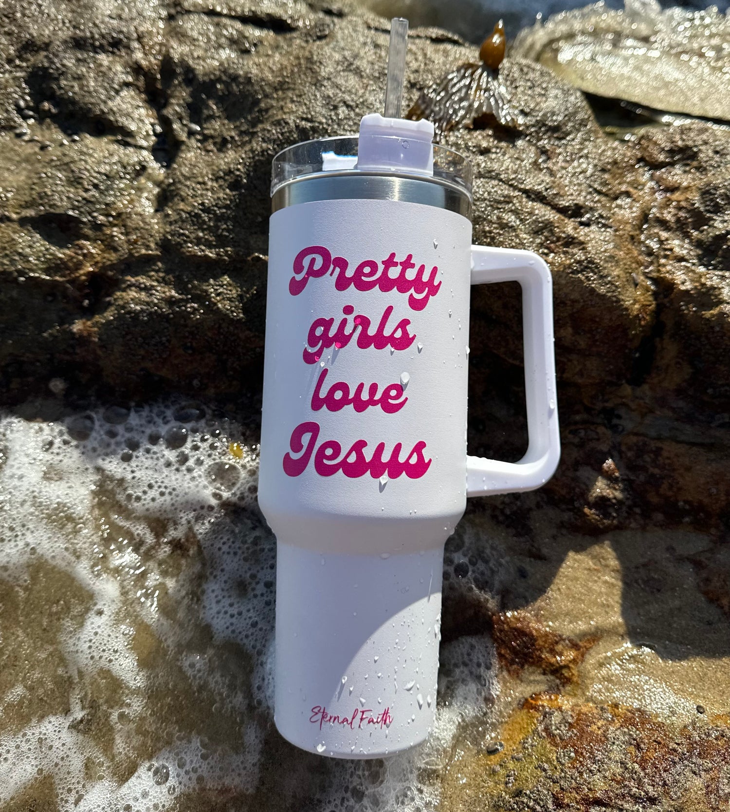 Pretty Girls Love Jesus Tumbler (White)